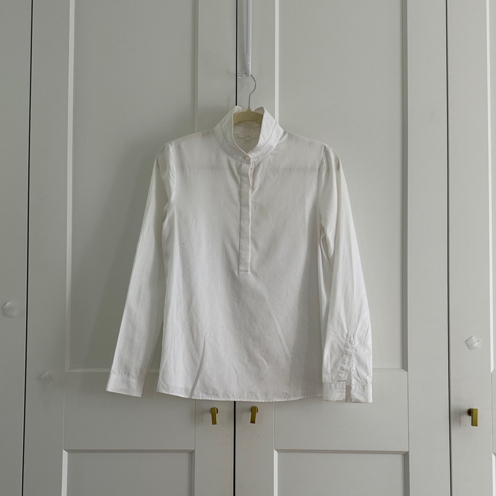 COS Women's White Mandarin Collar Shirt